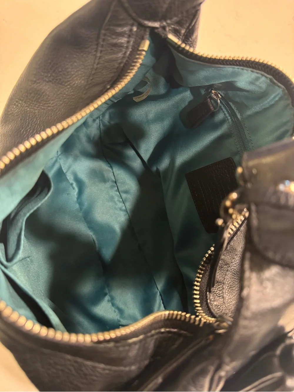 Coach Black Pebbled Leather Hobo Shoulder Bag with Tassel